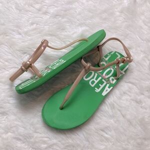 Aeropostale Y2K Jelly Strap Green Thong Sandal